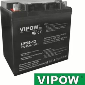 Baterie olověná 12V/55Ah VIPOW bezúdržbový akumulátor